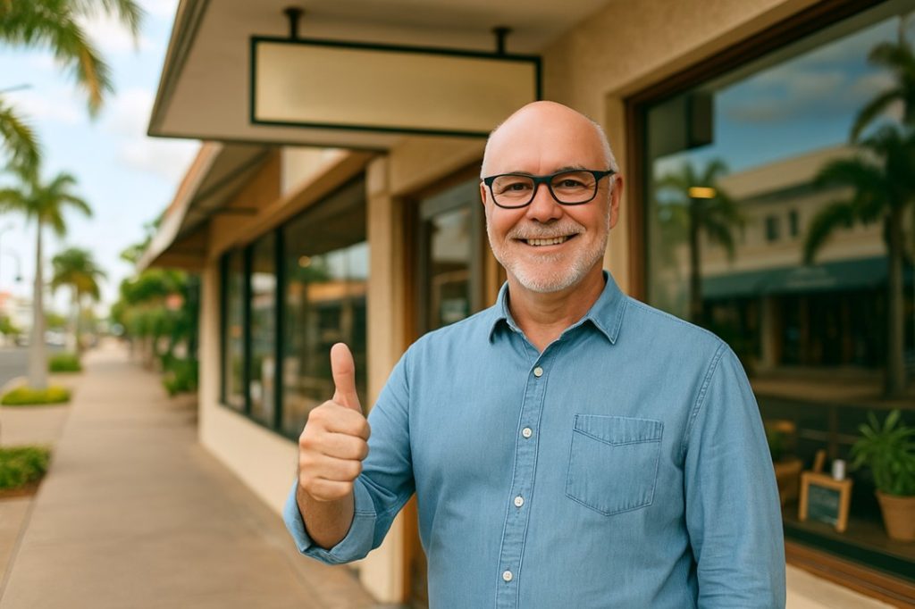 image of adrian happy with the results of a blog post for a mandurah web design client